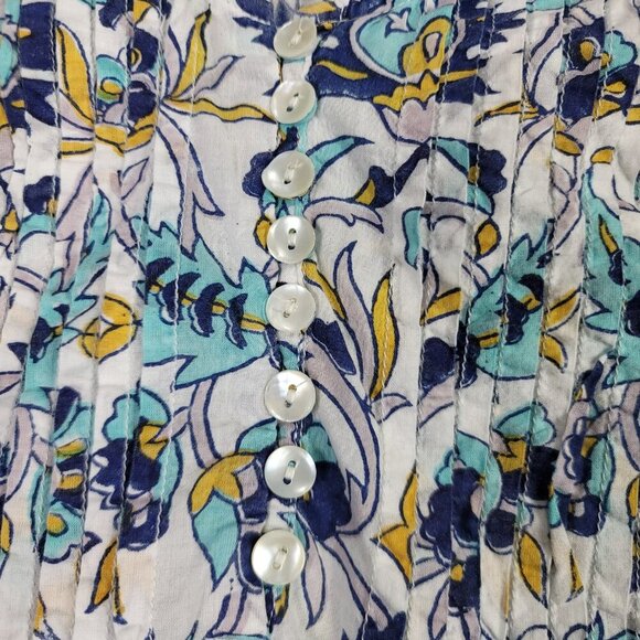 Roberta Roller Rabbit Blue Floral Sleeveless Front Pleat Women's Blouse | Size M - Picture 7 of 8